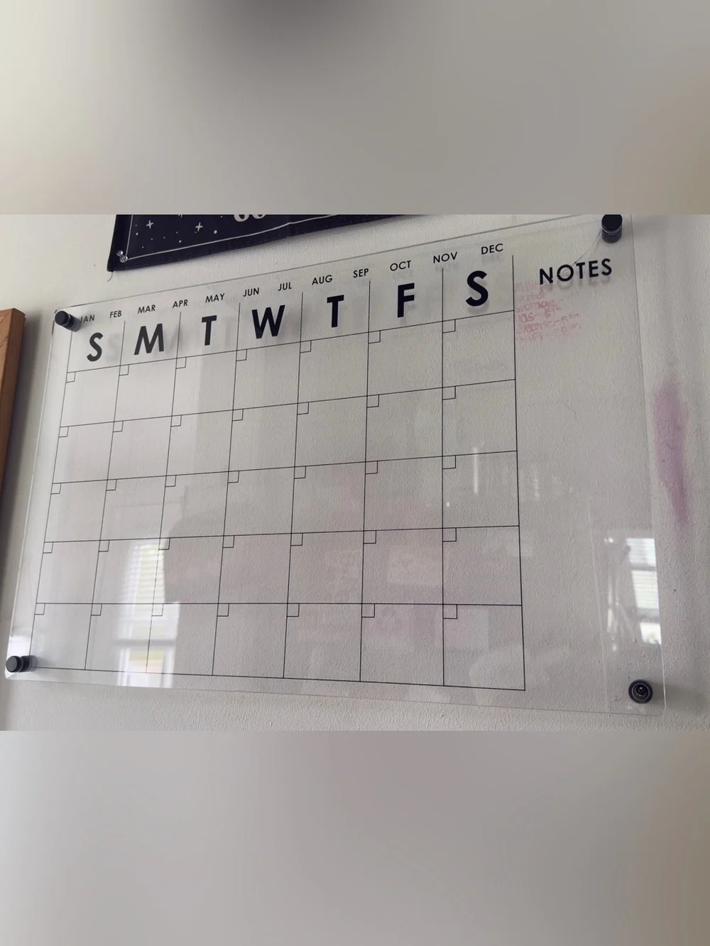 Large Clear Acrylic White Board Dry Erase Wall Calendar/ Planner - Home/Office